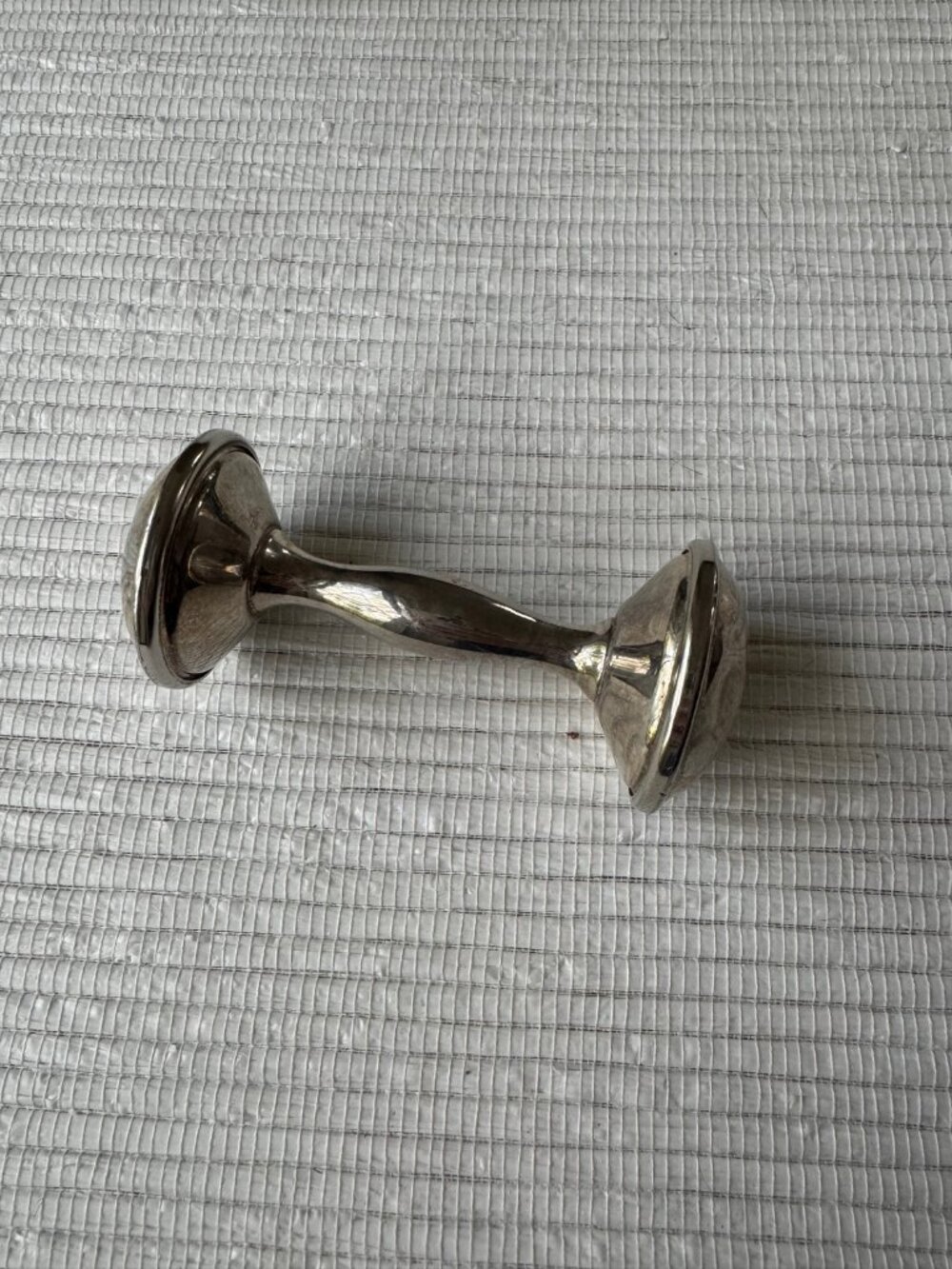 Vintage Silverplate Baby Rattle — Classic Barbell / Dumbbell Keepsake - Picture 5 of 6